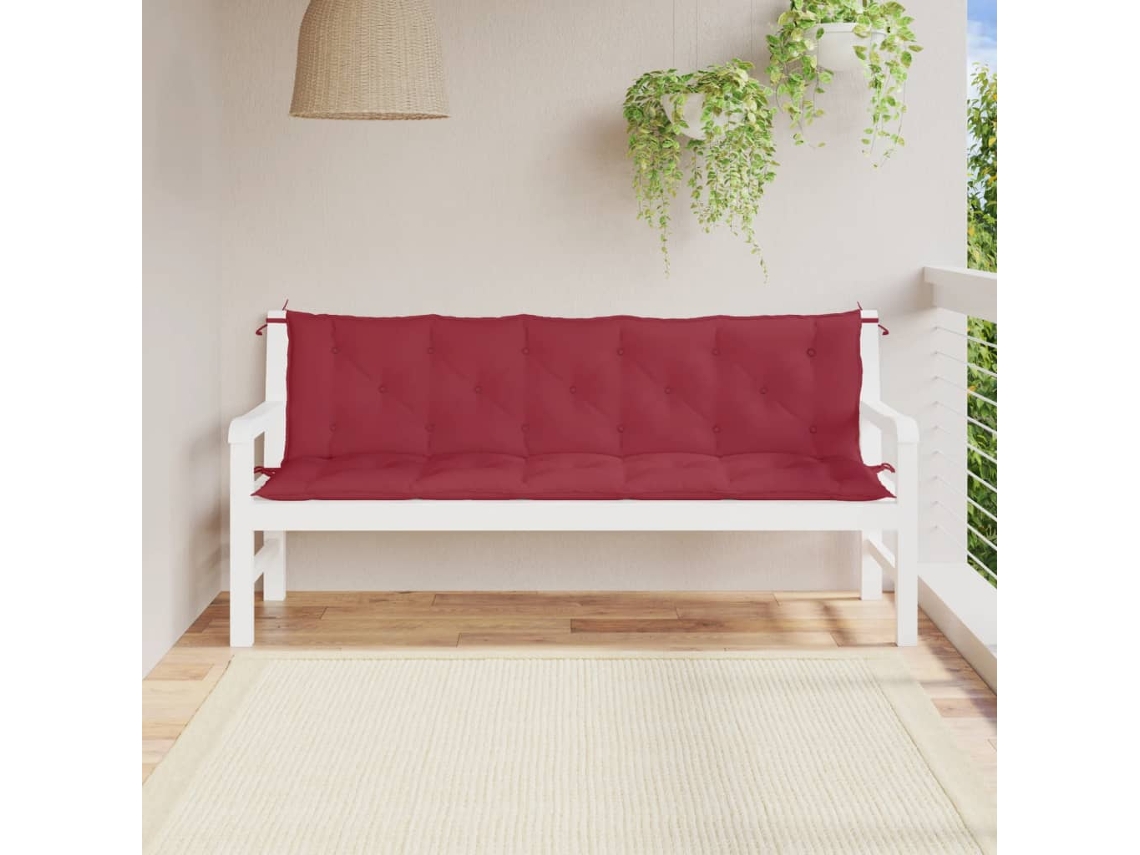 Vidaxl Almofadões Banco Jardim 2 Pcs Tecido Oxford Vermelho Tinto
