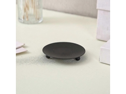 Porta-velas de aromaterapia em ferro forjado com bandeja para sentar, pequeno porta-velas decorativo, castiçal, 1 peça, Slowmoose preto