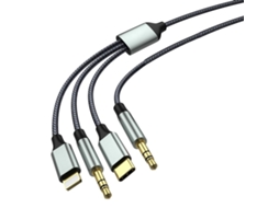 Cabo De Áudio Usb C Para Auxiliar De 2 M Para Carro, Cabo De Nylon De 3,5 Mm, Cabo P10 Para Fones De Ouvido E Smartphones. Aquaforge (cabo 3 Em 1)