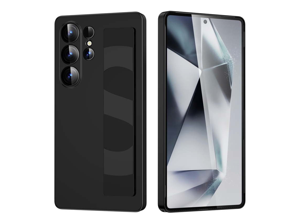 Capa Protetora Transparente Com Cobertura Total E Alça De Pulso Em Silicone Fosco Para Celular.preto Fosco, Samsung S25