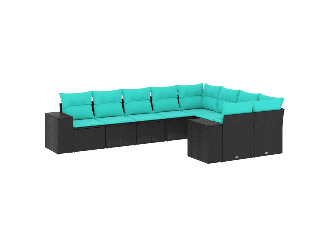 Conjunto de Sofá de Jardim, 5 Peças, Almofadas, Rattan Preto MAISON EXCLUSIVE