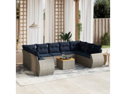 Vidaxl Conjunto De Sofá De Jardim Com 10 Peças E Almofadas Em Rattan Sintético Cinza