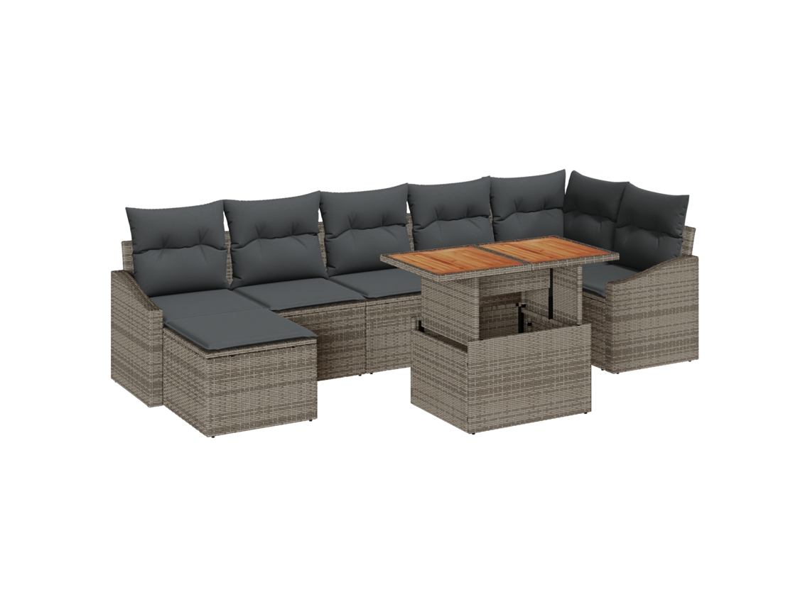 Conjunto 8 Conjunto De Jantar De Jardim Vidaxl Cinzento Vime Pe (100 X 55 X 73 Cm)
