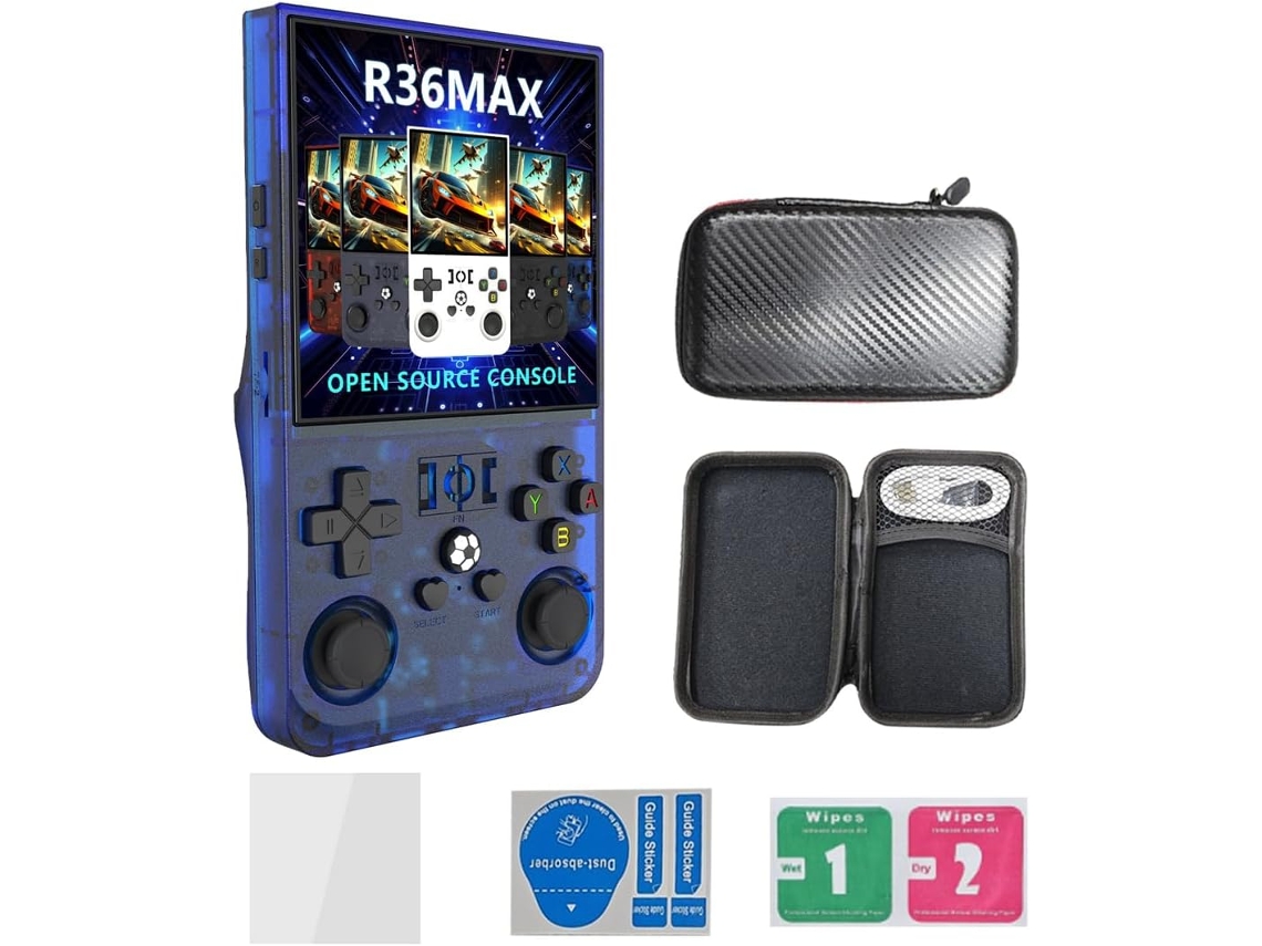 Console Portátil Retrô R36max com Mais de 22.000 Títulos Clássicos, 128gb AQUAFORGE