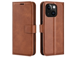 Capa Textura Gémeo Para Iphone 15 Plus Pele Sintética Magnética Castanho