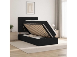 Vidaxl Cama Com Arrumação E Colchão Preto 90 X 190 Cm Tecido