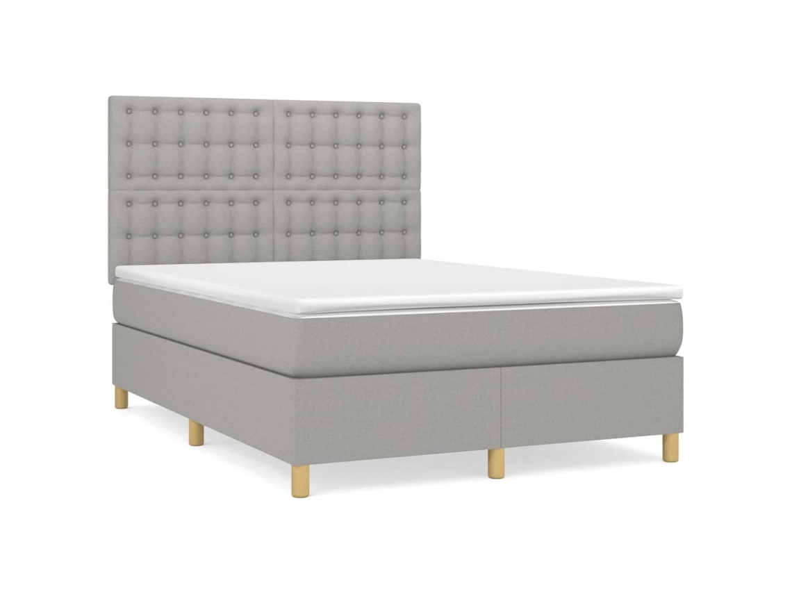 Cama com Molas e Colchão Tecido Cinzento Claro MAISON EXCLUSIVE (140x190 cm)