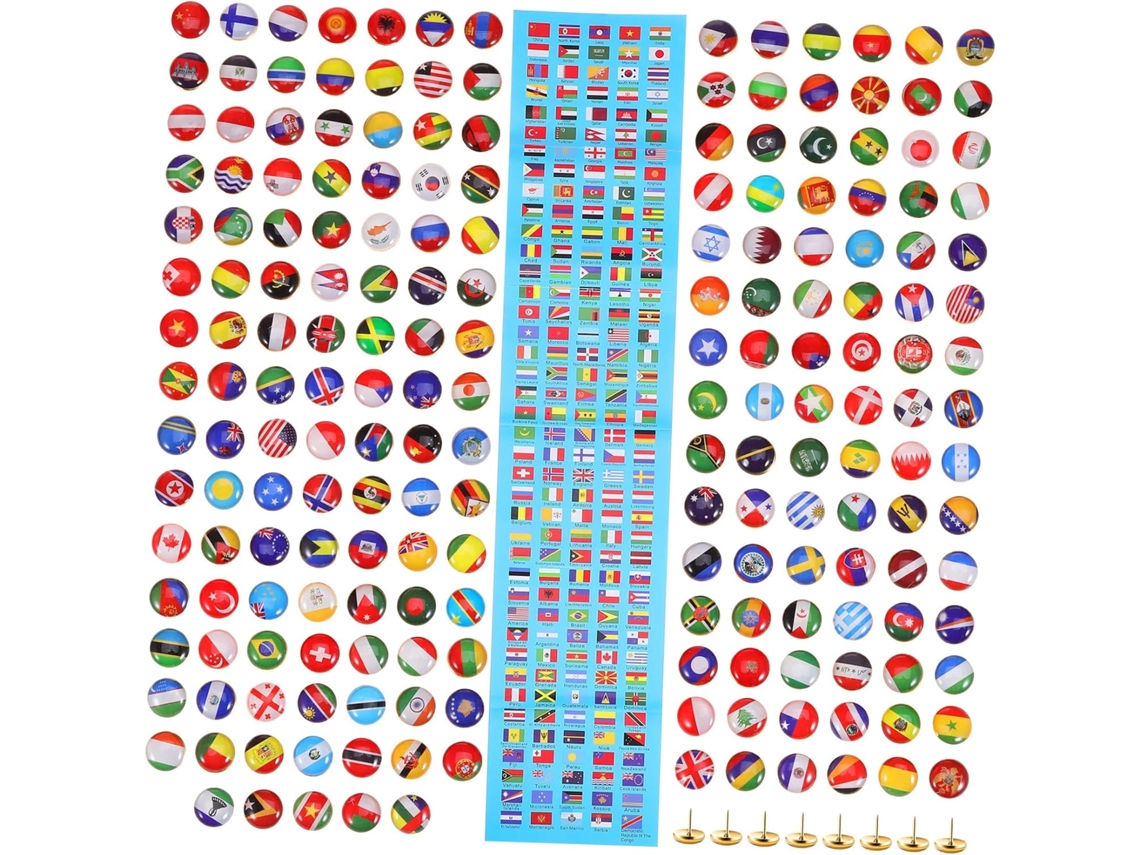 Tachinhas Hemoton Com Bandeira Do País, 200 Peças, Aço E Epóxi