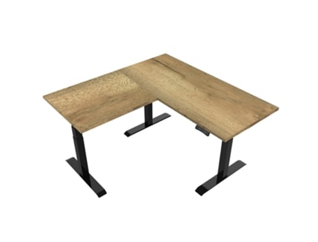 Mesas Elevatórias EUROSEATS Ajustável Eletricamente Carvalho Natural Estrutura de Canto Sit-Stand Preto