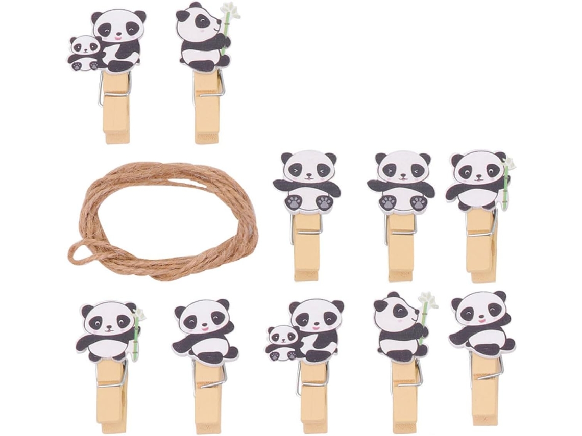 Conjunto 60 Prendedores Madeira Formato Panda Leves Fáceis Ideais Decoração Parede Fotos Recados Festas Usar GOKOCO