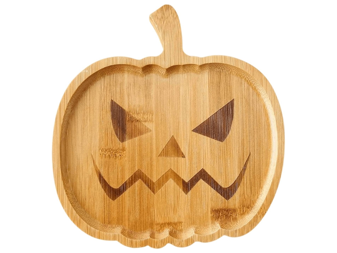 Pratos de Halloween Abóbora e Fantasma em Bambu Ecológico para Festas e Decoração | S/MARCA