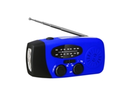 Rádio de Emergência AQUAFORGE com células solares, portátil am/fm com manivela e lanterna led, bateria de 2000mah, azul