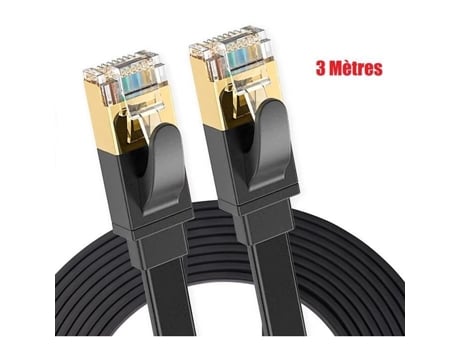 Cabo Ethernet Rj45 3m Cat 8 Plat 40gbps 2000mhz Compatível Com Roteador Switch Modem Decodificador Tv Box Internet Ps5 Xbox Pc