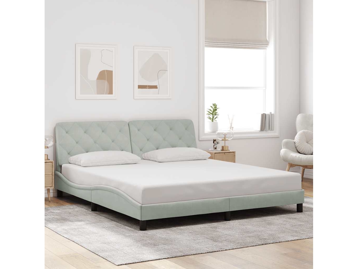 Vidaxl Estrutura De Cama Sem Colchão 180x200 Cm Veludo Cinzento-claro