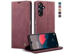 Capa Para Samsung Galaxy A16 5g Multifuncional Horizontal Flip De Couro Para Telefone Vermelho