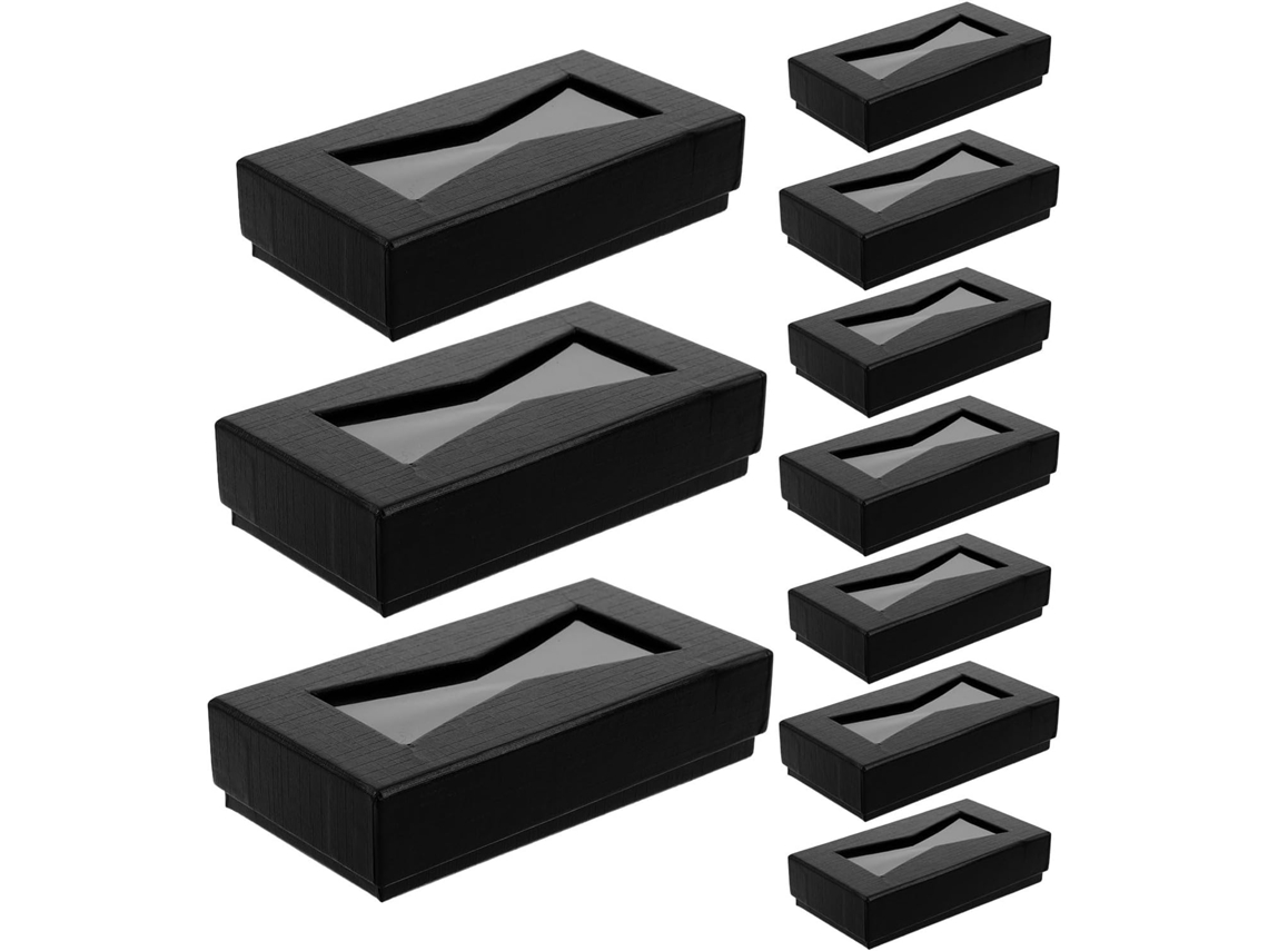 Caixa De Presente Masculina, 10 Peças, Preta, Para Guardar Gravatas E Laços Com Janela De Plástico, Ideal Para Organizar
