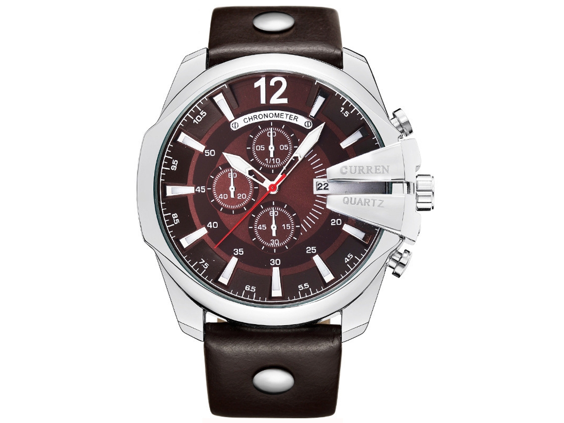 Relógio MDUG Feminino de Quartzo, Pulseira de Couro, Casual, Elegante, Café