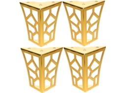 Villcase Conjunto De 4 Pés Metal Para Sofá, Com Design Vazado, Suporte De Ferro Dourado Para Sofá, Mesa De Centro