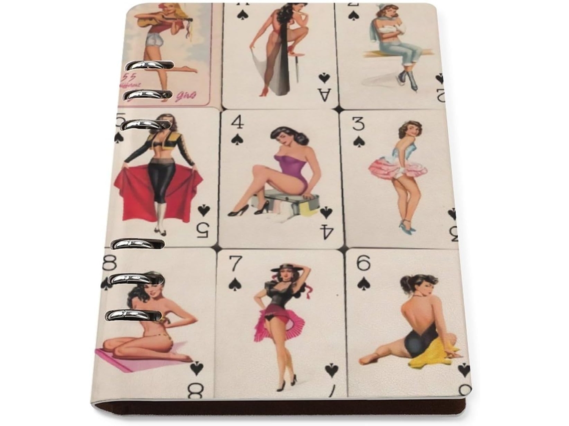 Pinup Poker Caderno De 6 Argolas Meninas Com Capa Folhas Soltas Escritório Em Casa