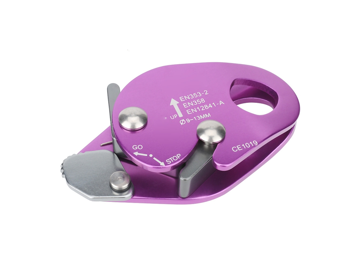 Clamp de Segurança com Trava Automática para Cordas 9 a 13 Mm, Resgate, Rapel e Escalada . AQUAFORGE (roxo)
