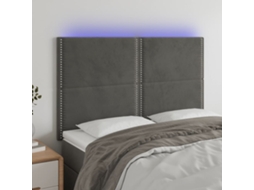Cabecero de terciopelo con LED 144x5x118/128 cm Gris oscuro