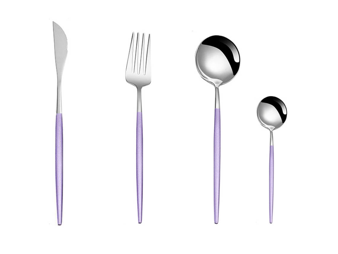 Conjunto de 4 Peças Garfo Colher e Faca Reutilizáveis para Viagem RNEMITERY