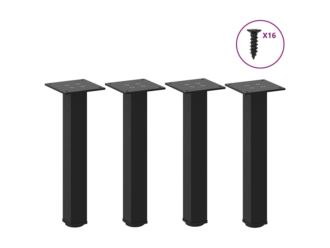 Vidaxl Pés Para Mesa De Centro 4 Peças, Preto, 42-44 Cm, Aço
