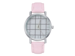 Reloj De Pulsera De Cuarzo Simple Unisex Casual De Cuero Artificial Zhoulianfa Rosa