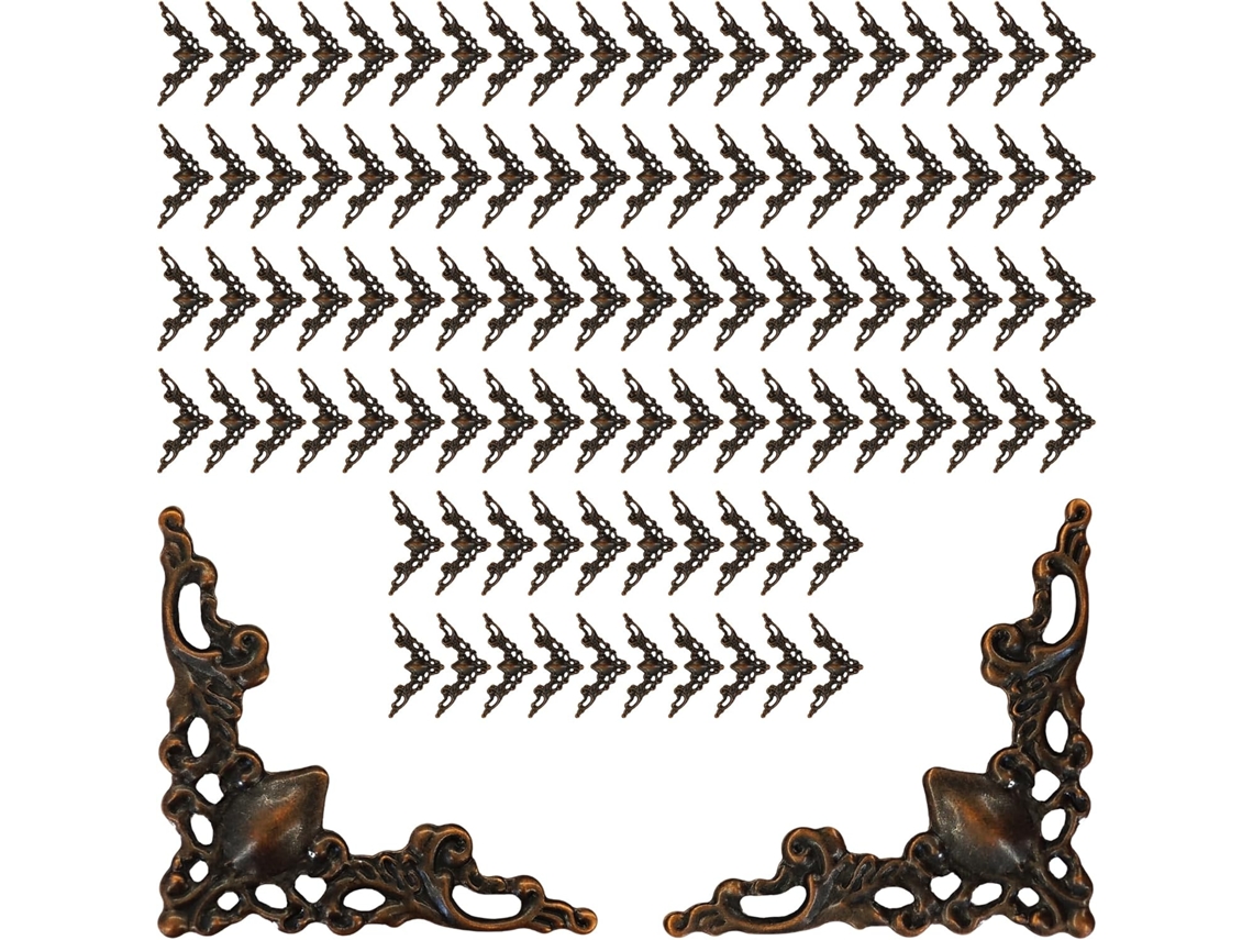 Lote De 100 Proteções De Ângulo Em Metal Bronze Vintage Para Álbuns - Quadros Fotográficos