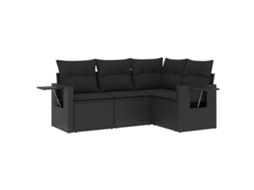 Conjunto de 4 Sofás para Jardim com Almofadões Vime Pe Preto MAISON EXCLUSIVE (N/A)