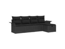 Conjunto 5 Conjuntos De Sofás Para Jardim Vidaxl Preto Vime Pe (251 X 117 X 85 Cm)