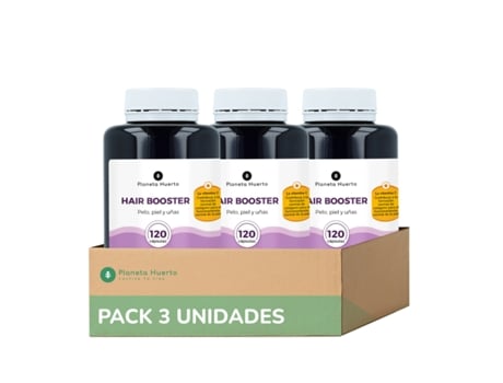 Pack 3x Hair Booster Pelo, Pele e Unhas 120 Cápsulas PLANETA HUERTO