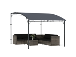 Gazebo Metálico com Poliéster, 16 Furos de Drenagem, Cinza, 3,8x2,8 M