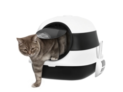Caixa de Areia Cat com Tampa, Colher e Desodorante Incluídos, Caixa de Areia Fechada com Dobrável e Alça, Pp Abs, 52x41x38 Cm, Preto e Branco Ge