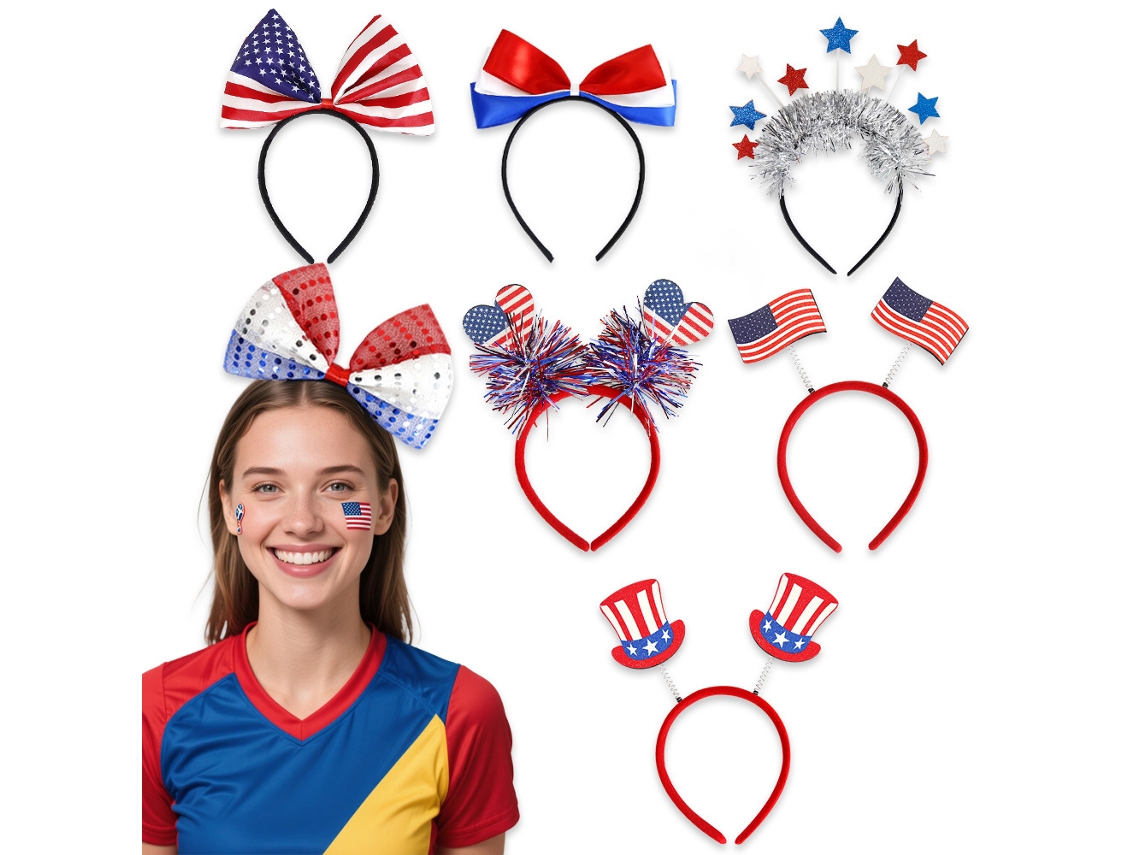 Conjunto De 9 Faixas Cabeça Com A Bandeira Dos Eua Para Copa Do Mundo 2026 Da Mcm - Adereços Torcedores Futebol, Decoração Patriótica Festas
