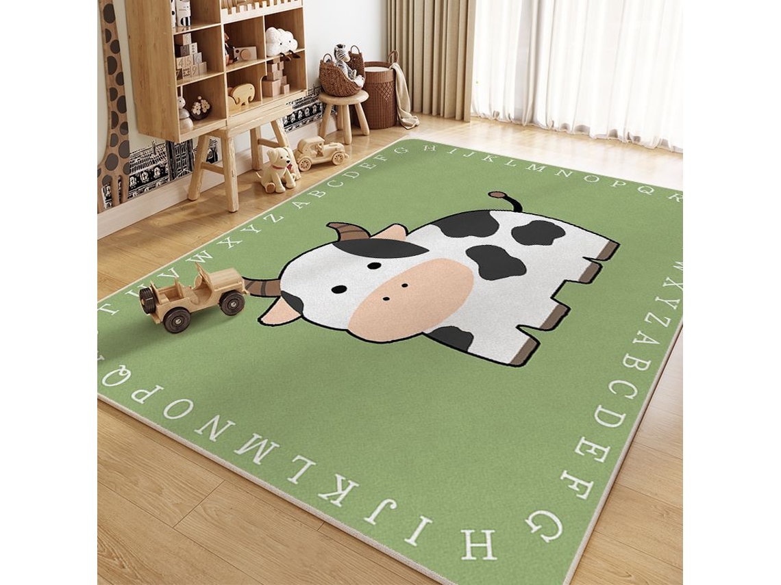 Tapete de Atividades com Alfabeto Animal, Tapete de Engatinhar para Crianças, Tapete Educativo Antiderrapante,vaca/50x80cm GERTIZ