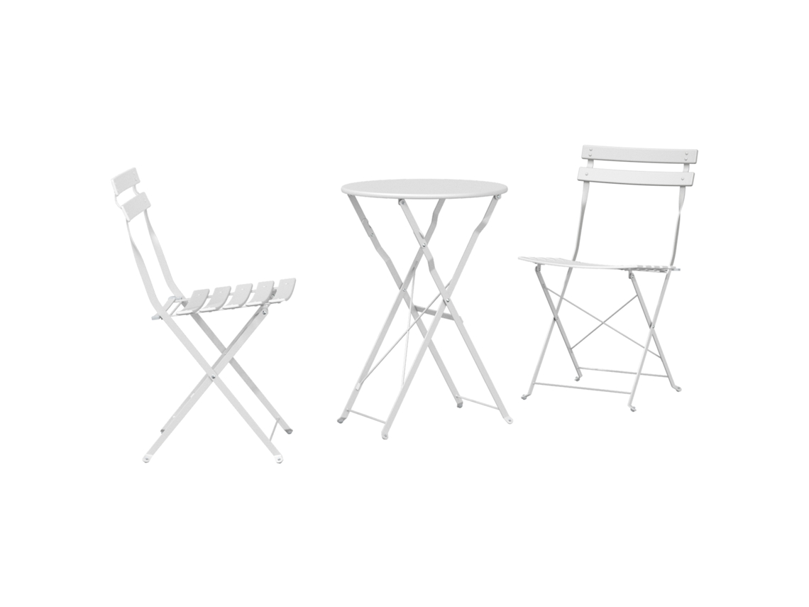 Conjunto 3 Conjunto De Móveis Para Exterior Vidaxl Branco Aço (50 X 50 X 71 Cm)