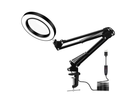 GOBRO Lupa com luz LED ampliação 5X, 3 modos de escurecimento brilho ajustável, lâmpada de leitura de mesa, 33cm 33c GOBRO