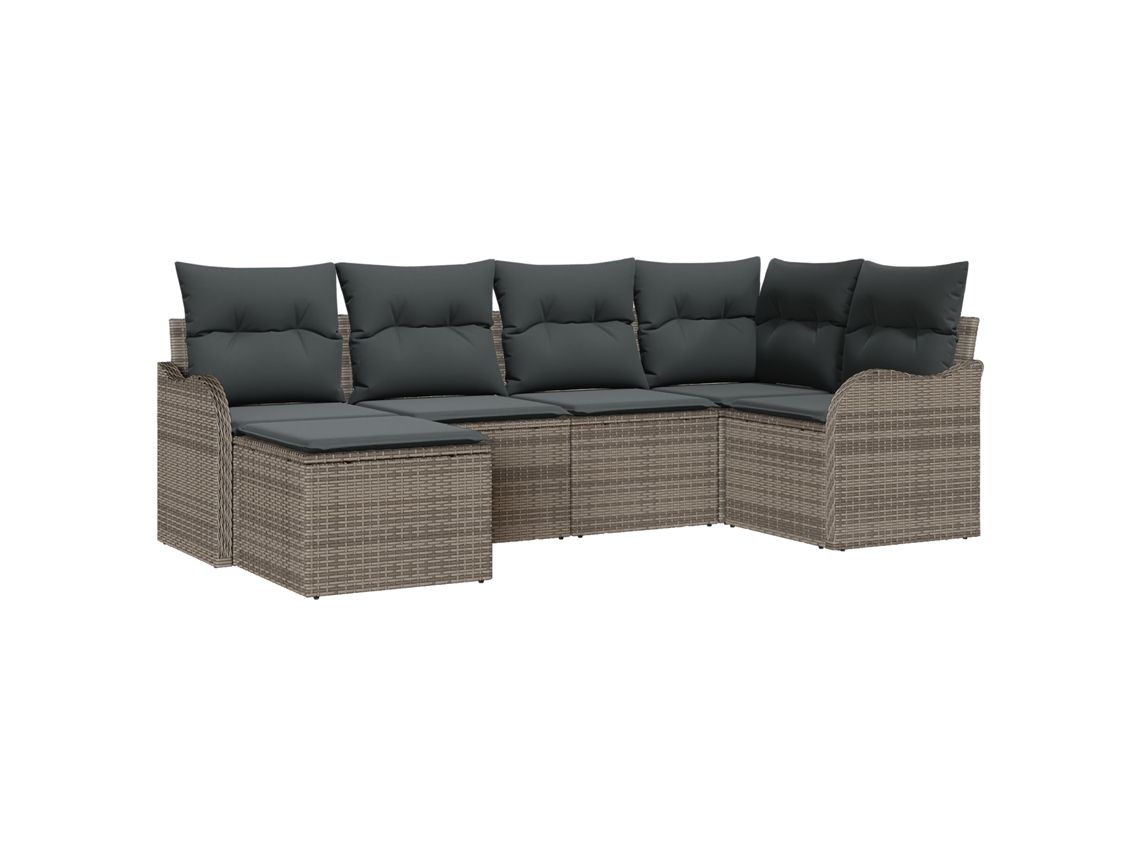 Conjunto 6 Sofá Modular Exterior Vidaxl Cinzento Vime Pe (232.5 X 122.5 X 69 Cm)
