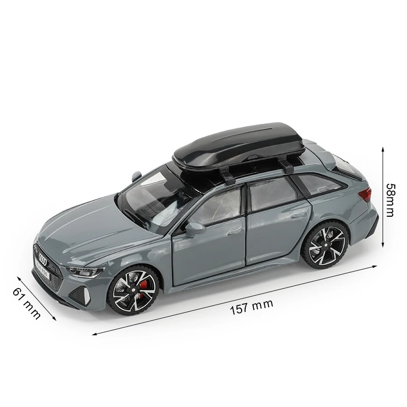 (cinza) Audi Rs6 Em Escala 1/32, Com Efeitos Sonoros E Luminosos, Portas Que Abrem, Modelo Em Metal Fundido.