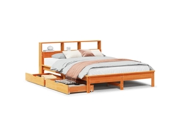 Cama com Estante Sem Colchão 140x190 Cm Pinho Maciço MAISON EXCLUSIVE