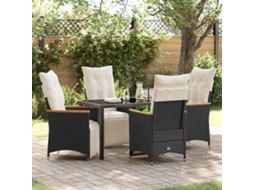 Vidaxl Conjunto De Jantar Para Jardim 5 Unid. Preto Vime Pe