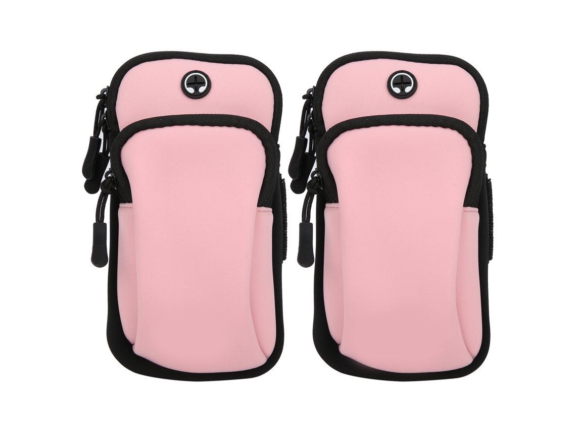 Mali 2pcs Bolsa de Braço para Celular de Têxto Impermeável para Montanhismo Fitness Corrida Yoga Rosa