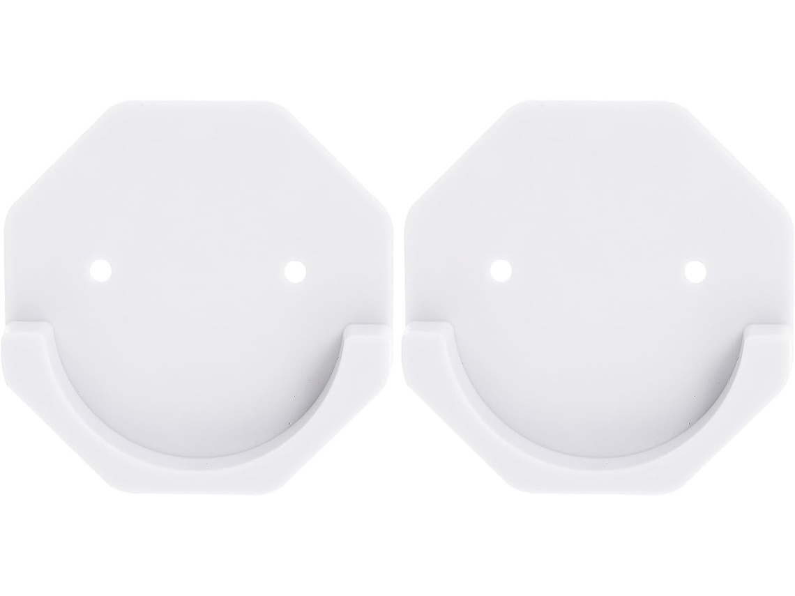 Conjunto De 2 Suportes Grandes Para Varão Cortina Em Abs, Formato Hexagonal Branco, Ideais Para Janelas De Banheiro