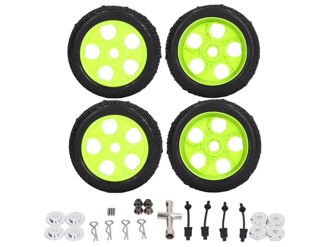 4pcs Pneus e Rodas Business para Traxxas Slash 1/10, Caminhão Curto, Kit de Substituição Preto e Verde