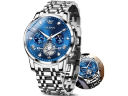 Lurelia Relógio Digital Desportivo, Movimento De Quartzo, Cronógrafo, Cronómetro, 42 Mm, Aço Inoxidável, Resistente À Água 30m, Azul