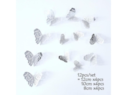 12pcs Adesivos De Parede Borboleta 4d Oca Diy Decoração Casa Festa Casamento Infantil Plata 5