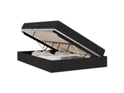 Cama com Arrumação e Colchão Preto Poliéster MAISON EXCLUSIVE (140x200 cm)