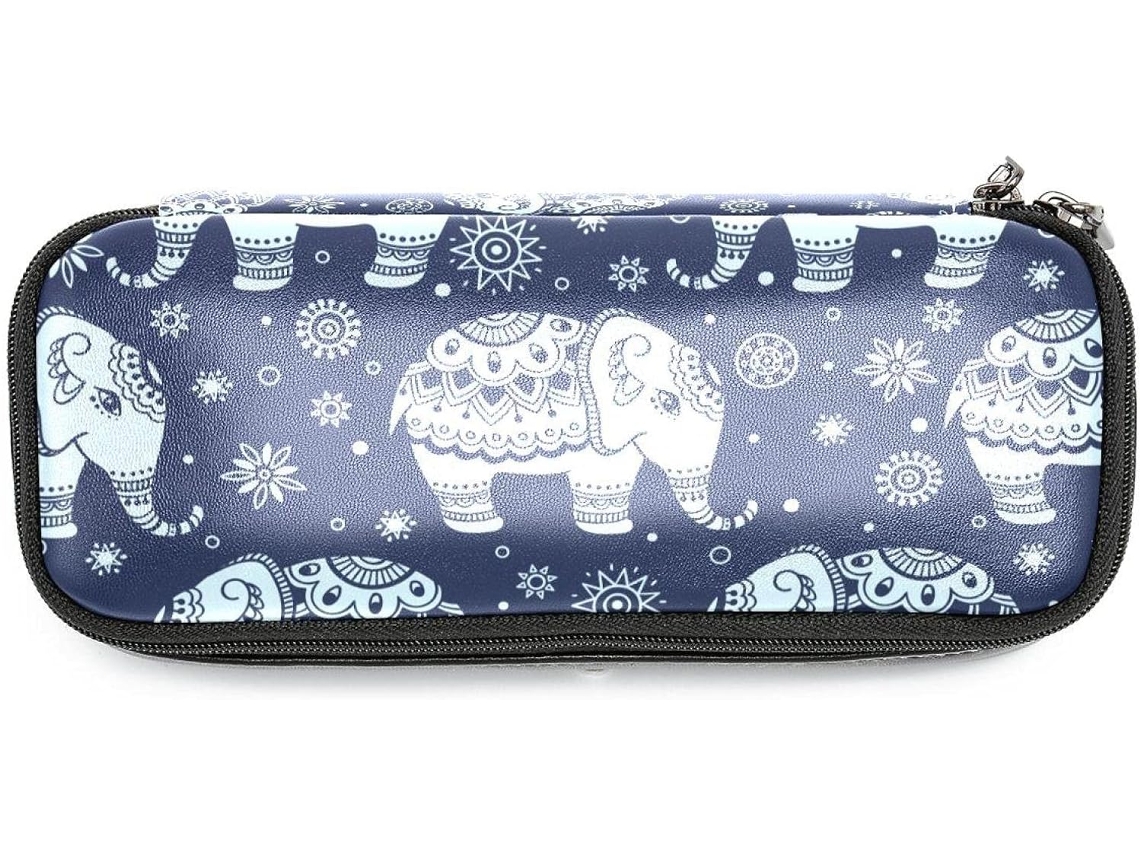Estojo Grande Com Estampa Étnica De Elefante Indiano, Organizador De Canetas, Nécessaire, Mochila Escolar E Pasta