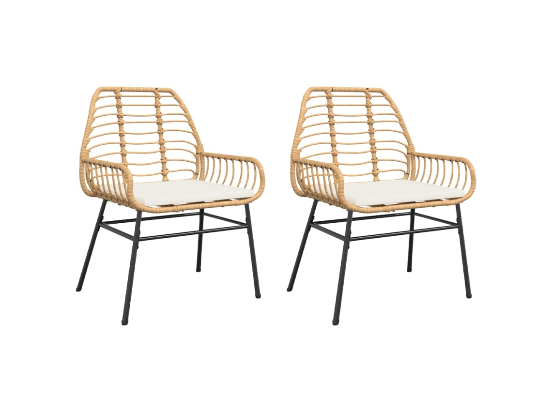 Conjunto de 2 Cadeiras de Jardim com Almofadões Vime Pe Castanho MAISON EXCLUSIVE